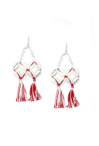 Red Thread Seashell Earrings image 2