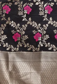 Black Color Semi Silk Dupatta With Zari Weaving image 5