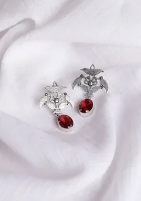 Ruby Red Brass Earrings image 1