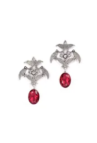Ruby Red Brass Earrings image 2