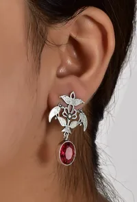 Ruby Red Brass Earrings image 5