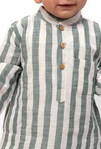 Set of 2 - Isla Green Stripe Tunic Kurta Pajama image 5