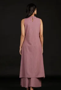 Set of 2: Plum Cotton Kurta and Pallazo image 3
