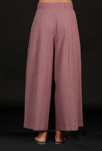 Set of 2: Plum Cotton Kurta and Pallazo image 5