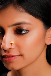 Red Enamel Flower Intricate Motif Nosepin image 1