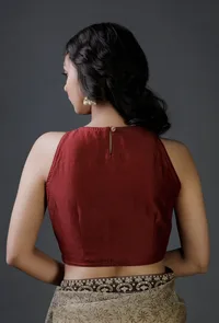 Maroon Raw Silk Zari Detailed Blouse image 2