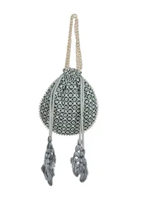 Emerald Elegance Chikankari Georgette Potli image 3