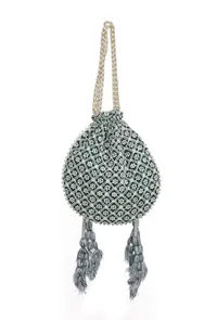 Emerald Elegance Chikankari Georgette Potli image 5