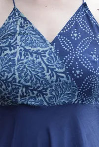 Indigo Printed Angrakha Style Flared Kurta image 5