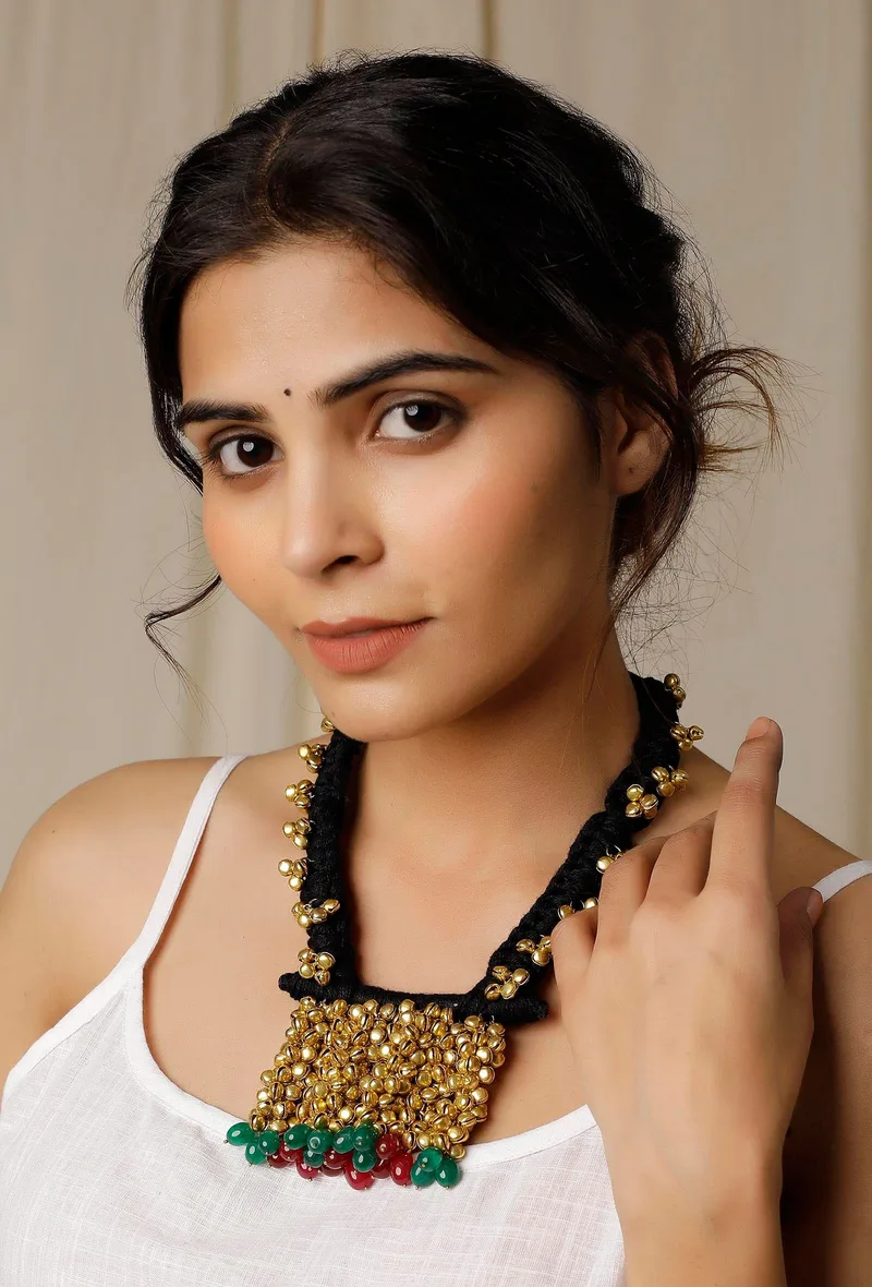 Black Golden Temple Tribal Pendant