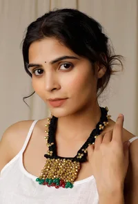 Black Golden Temple Tribal Pendant image 1