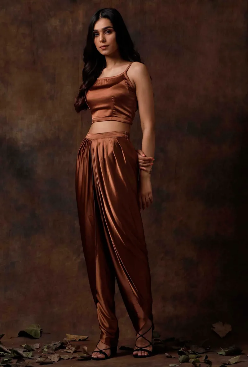 Russet Brown Satin Slip Blouse