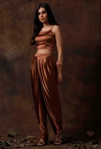 Russet Brown Satin Slip Blouse image 1