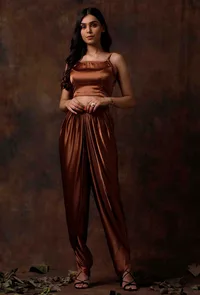 Russet Brown Satin Slip Blouse image 2