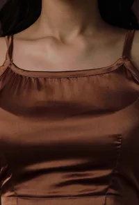 Russet Brown Satin Slip Blouse image 5