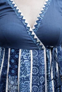 Set Of 2:Aahna Indigo Multi Buta Print Angrakha Kurta & Churidar image 3