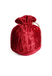 Cherry Red Velvet Tila Embroidery Potli image 3