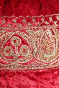 Cherry Red Velvet Tila Embroidery Potli image 4