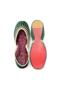 Bottle Green Contrast Velvet Jutti image 2