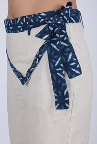 Off white  & Bagru fold over pants with belt image 2