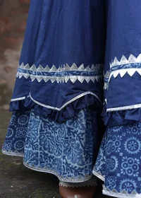Riya Indigo Blue Organza & Print Patched Gota Work Kalidar Skirt image 6
