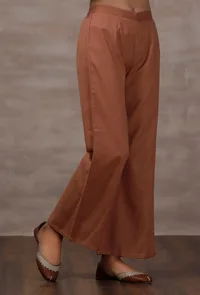 Taupe Flared Cashmilon Pants image 2