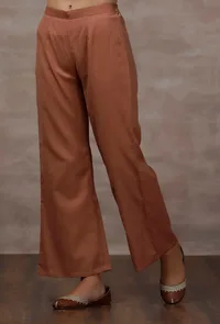 Taupe Flared Cashmilon Pants image 3