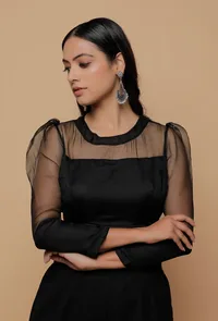 Black Puff Sleeve Blouse image 1