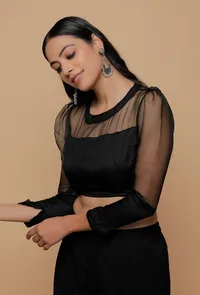 Black Puff Sleeve Blouse image 3