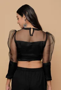 Black Puff Sleeve Blouse image 4