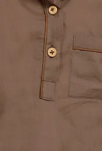 Set Of 2: Brown Mul Mul Kurta With Brown Pant image 4