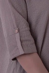 Set Of 2: Dusty Grey Cotton Kurti With Palazzo Set image 6