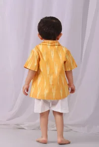Mustard Yellow Ikat Half Sleeves Shirt image 4