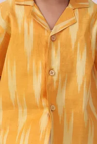 Mustard Yellow Ikat Half Sleeves Shirt image 5