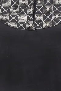 Black Kurta With Kantha Embroidered Neck image 5