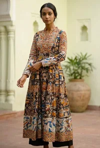 Three Print Kalamkari Cotton Kurta image 1