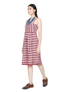 Red & White Gamcha Dress image 2