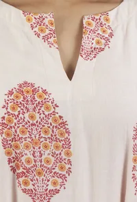 Blush Pink Buta Printed A-Line Midi Dress image 5