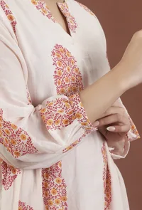 Blush Pink Buta Printed A-Line Midi Dress image 6