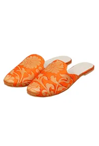 Orange Brocade Slider Mules image 2