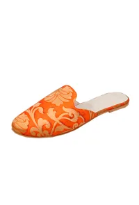 Orange Brocade Slider Mules image 3