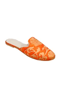 Orange Brocade Slider Mules image 4