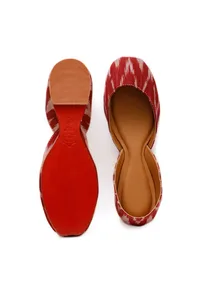 Cherry Red Ikkat Cruelty Free Leather Juttis image 3