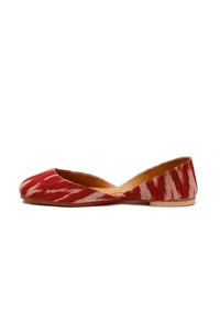 Cherry Red Ikkat Cruelty Free Leather Juttis image 4