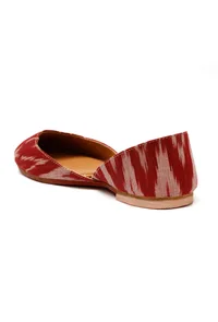 Cherry Red Ikkat Cruelty Free Leather Juttis image 6