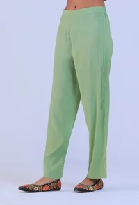 Women Green Cotton Pant image 2