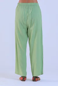 Women Green Cotton Pant image 4