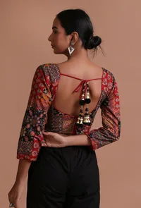 Multicolor Cotton Ajrakh Printed Full Sleeve Blouse image 3
