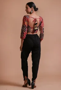 Multicolor Cotton Ajrakh Printed Full Sleeve Blouse image 4