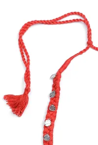 Scarlet Orange Tribal Brass Necklace image 4